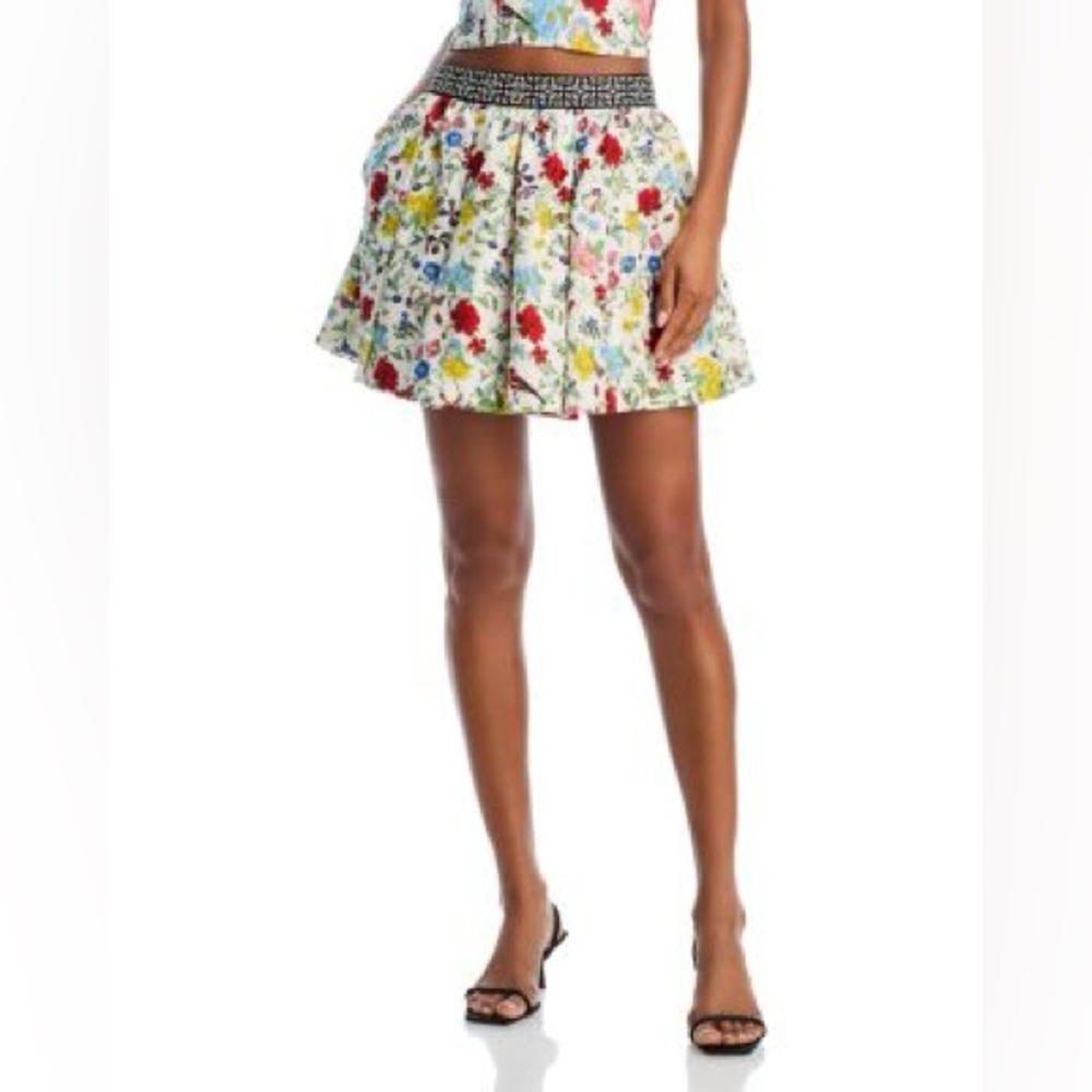 NWT Alice + Olivia Haven linen-blend mini skirt